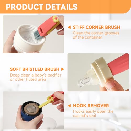 3 in 1 Cup Lid Gap Cleaning Brush Set, Multifunctional Bottle Clean-ing Brush, Cup Lid Gap Cleaner, Home Kitchen Crevice Cleaning Brush Tools (Green) - color: Green