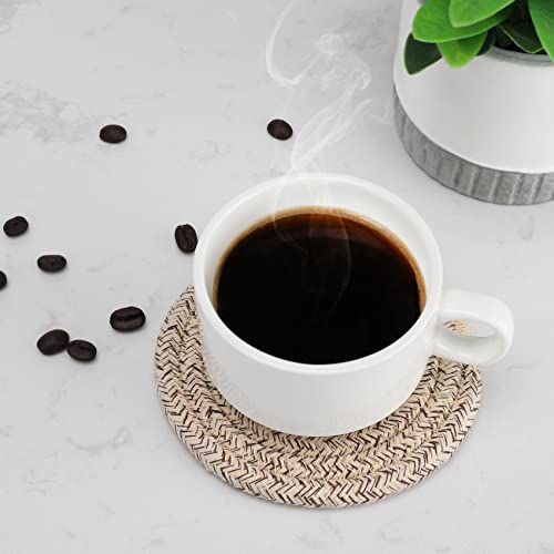 ABenkle Drink Coasters with Holder Set of 10, Cotton Woven Absorbent Coasters for Drinks, Minimalist Home Decor Coaster Set for Wooden Tabletop Protection Table, 4.3 inches - color: Mixed Brown, size: 10 Pcs