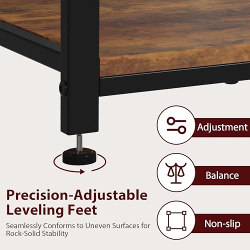 5-10 Gallon Fish Tank Stand, Height Adjustable Metal Aquarium Stand with Storage Drawers for Fish Tank Accessories Storage, Perfect for Turtle Tank, Reptile Terrarium, Brown - color: Brown, size: 5-10 Gallon