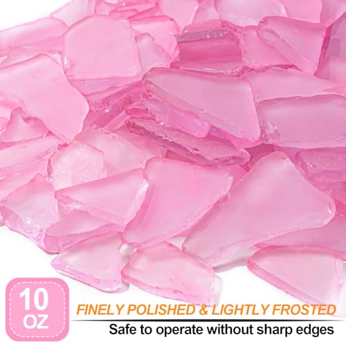 Keedolla Tumbled Sea Glass for Crafts - 10 OZ Flat Frosted Seaglass Pieces for DIY Art Crafts, Vase Filler, Beach Weddings, Aquarium and Home Decor - Fluorescent Pink - color: Fluorescent Pink, size: 10 OZ / 0.63 LB