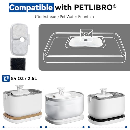 40 Packs for Petlibro Cat Water Fountain Filters Replacement, Compatible with PETLIBRO®Dockstream Cat Water Fountain PLWF005 PLWF115 PLWF105 (20 Replacement Water Filters + 20 Pre-Filter Sponges)