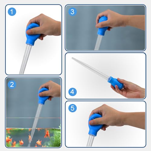 Aquarium Cleaning Dropper, 30ml Aquarium Cleaning Waste Remover, Aquarium Gravel Cleaning Straw, Blue
