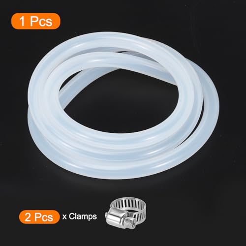 MECCANIXITY 3.3ft Clear Silicone Rubber Tubing 3/16" ID 3/8" OD Plastic Tube Flexible Air Hose for Brewing, Wine Making, Pump Siphon, 4.8mm x 9.5mm, with 2pcs Clamps - color: Clear, size: 3/16" x 3/8"
