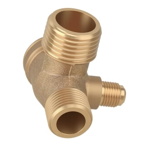 Brass 3-Port 90-Degree Right Male Threaded Air Compressor Check Valve (1/8"x1/2"x3/4) - Air Compressor Parts - size: 1/8"x1/2"x3/4