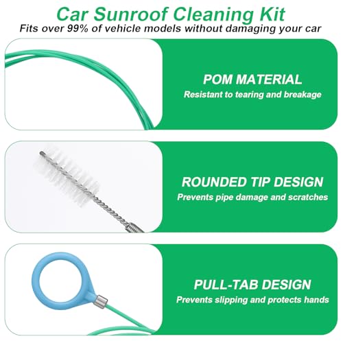 XANGNIER Auto Sunroof Drain Cleaning Tool, 118in Extra Long Flexible Car Sun Roof Drain Cleaner Unclogger for Windshield Wiper & Trunk Drain Holes - color: Green