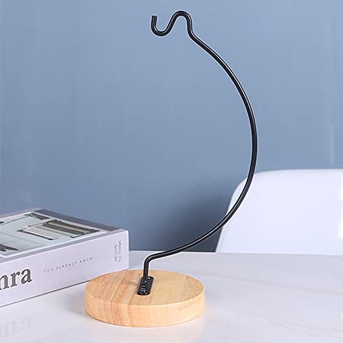 YY YEARCHY Ornament Display Stand Metal Stand Air Plant Stand Flower Pot Holder Iron Stand for Hanging Glass Globe Ball (Semicircle round wood) - color: Black, size: 11.5"x4.5"x4.5"