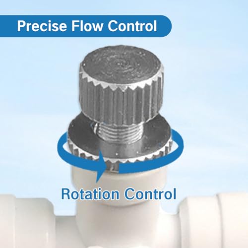 Needle Valve 1/4" Water Flow Control Regulator Pressure Reducer Restrictor Hose Meter Regulator for RO Filter System Adjustable Waterflow Speed Controller Connector Fitting
