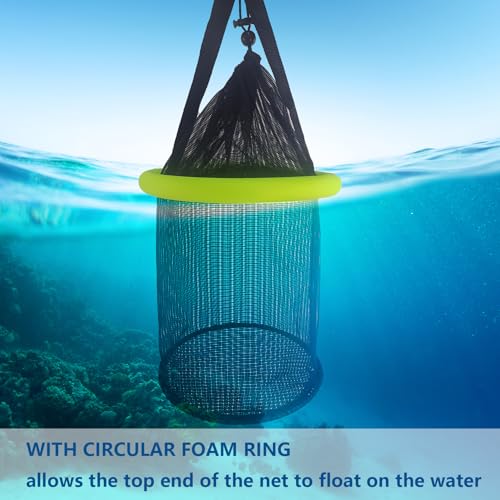 Aventik Floating Fish Basket Mesh Net Cage for Live Bait Storage Fish Raising Kayak Fishing Accessories 15.7in/40cm Height - size: 10 GAL-13.8*13.8*15.8inch