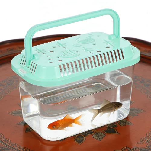 YARNOW 5pcs Small Portable Fish Tank, Travel Aquarium Transfer Container for Pet Fish, Transportable Solution for Kids, Car Trips, Beach & Temporary Transfer 5.3x3.4x2.8in - color: Light Green