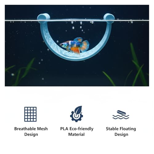 Betta Hammock Floating Decor and Resting Hideout for Betta Fish Tank Accessories Small Aquarium and Nano Tanks (Ice Blue) - color: Ice Blue