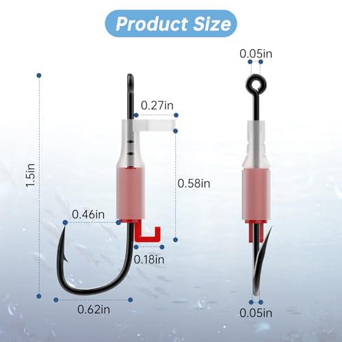 10 Pcs Luminous Live Shrimp Hooks,Holes with Night Light Fishing Hooks High Carbon Steel Barbed with Barbed,Saltwater Corrosion-Resistant for Freshwater & Saltwater Fishing