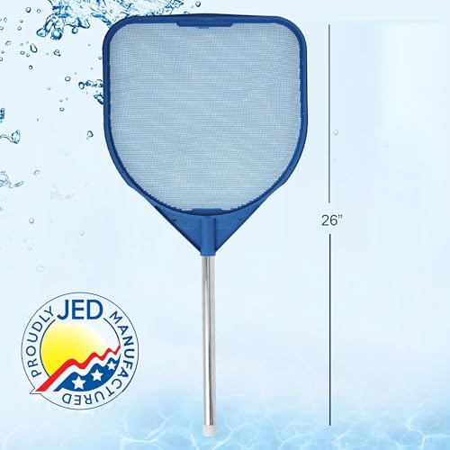 JED Pool Tools Pool Skimmer Net - Handheld Hot Tub Skimmer for Spa, Stock Tank Pool, Small Pool & Aquarium Cleaning (2 ft, Blue)