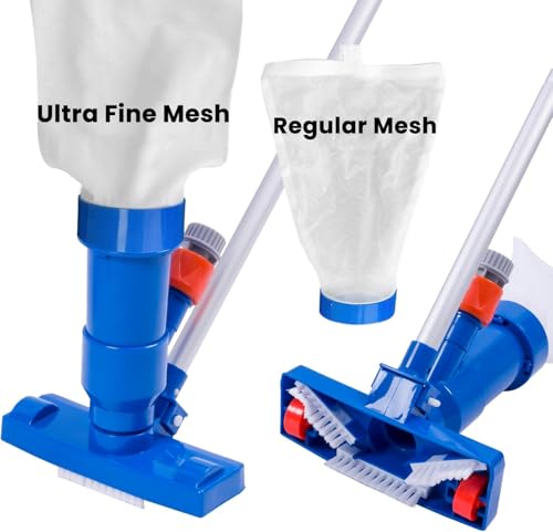 Pool Spa Jet Vacuum Cleaner with 56" Pole and 2 Filter Bags (Ultra Fine and Regular), Portable Underwater Sweeper with Brushes for Above Ground Pools, Hot Tubs, Ponds and Fountains