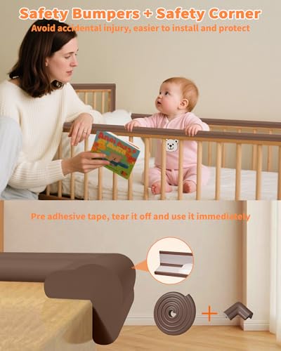 Edge Corner Protector Baby Proofing, 6.56FT 0.6'' Thicken L-Shape Furniture Fireplace Safety Bumper Guard with 6 Corners, Pre-Taped, Soft NBR Rubber Foam, Table Edge Protector for Baby (Coffee) - color: Dark Brown, size: 0.6''Th (6.56ft)