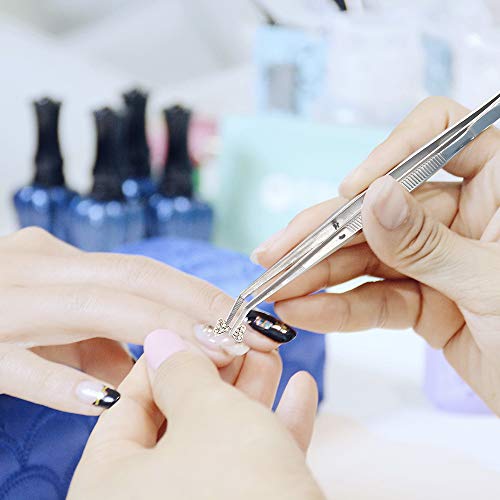 Stainless Steel Tweezers, with Curved Serrated Tip Multipurpose Sewing Machine Tweezers Forceps for Craft Repairing - size: 1 Count (Pack of 1)