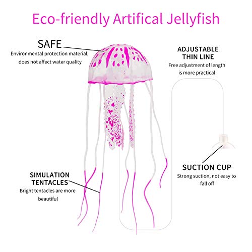 WishLotus 2 PCS Jellyfish Fish Tank Decorations, Simulation Jellyfish Plant Ornament, Fish Tank Jellyfish Glow Decorations, Fishtank Decorations for Various Aquarium (S, Pink) - color: Pink, size: Small