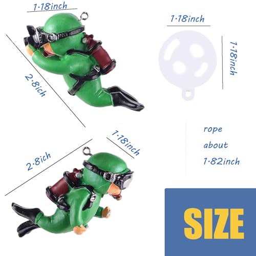 2-Pack Tank Decorations, Cute Little Diver, Aquarium Decoration Accessories Ornaments with Float Ball, Playmate for Tank Suitable for All Kinds of Fish and Tanks (Green) - color: Green