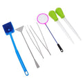 Aquarium Aquascaping Tool Kit 7 Pieces Net Brush Tweezers Scissors Plant Tool Safe for Fish Tank Cleaning Random Color