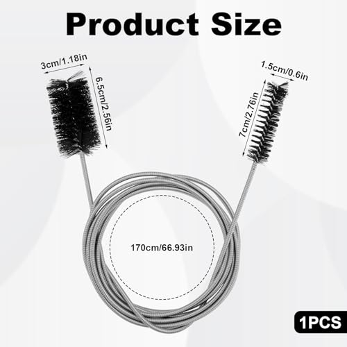 Flexible Tube Brushes, 66.93-Inch Pipe Brushes Hose Cleaning Tool Long Drain Snake Brush Sunroof Drain for Fridge Curved Pipes and Slim Holes Cleaning