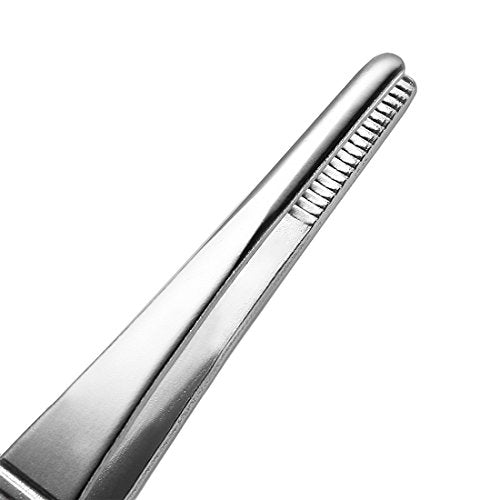 uxcell 4 Pcs 5-Inch Stainless Steel Straight Blunt Tweezers with Serrated Tip - size: 5 inches, Straight Blunt, 4 Pieces