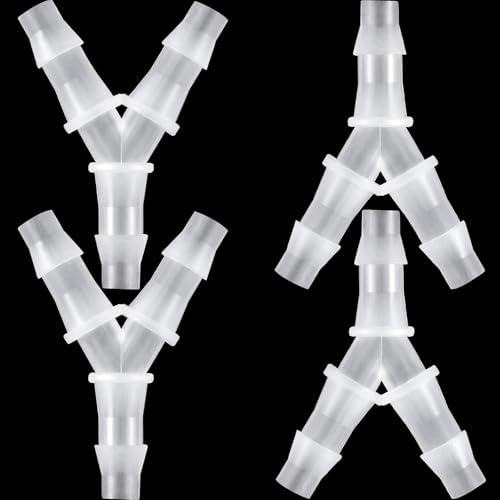 4 PCS 1/4" Y Shaped Connector, Plastic Hose Barb Fitting 3 Way Tubing Connectors, Equal Barbed Joint Splicer Mender Adapter Union for Air Line Water Oxygen Tubing Pipe Gas - White - style: 1/4" Y Shape,4pcs
