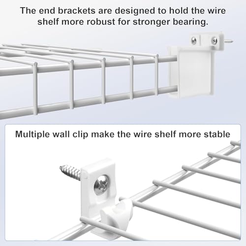 12 Inch Wire Shelf Brackets Set, 3 Pack Metal White Closet Support Bracket with End Brackets & Clips for Wire Shelving Wall Bracket Installation, Support Wire Closet Shelves Racks(3 Pack) - size: 3 Pack