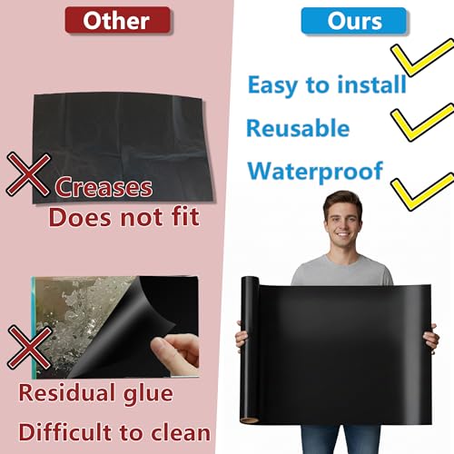 Aquarium Background Static Cling Black Fish Tank Sticker 39 x 16 inches | Easy Install for Glass Tanks, No Residue, Reusable - color: Black, size: 39 x 16 inches