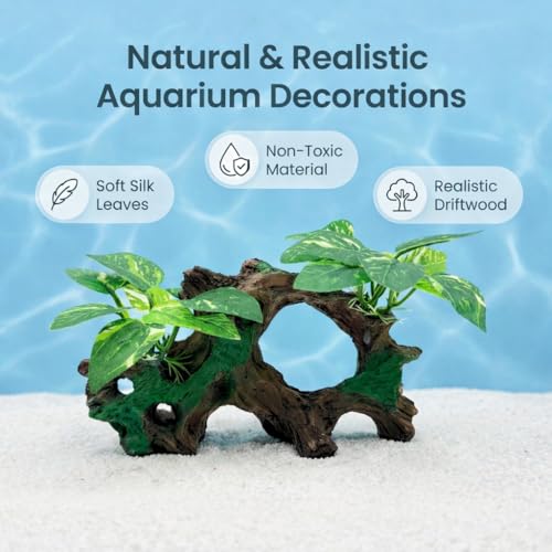 Aquarium Decorations Cave Silk Aquarium Plants Betta Fish Tank Decor Ornament, Soft & Safe Fish Tank Accessories, Goldfish Bowl Decor Artificial Driftwood