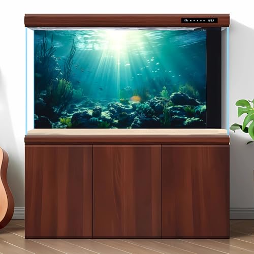 Underwater Fish Tank Background Ocean Floor Coral Reef Aquarium Background Under The Sea Fish Tank Backgrounds Deep Ocean Aquatic Plants Tropical Fish Aquarium Backgrounds 30x12in - color: Light Blue, size: 24(W)x12(H)inches/ 60(W)*30cm(H)