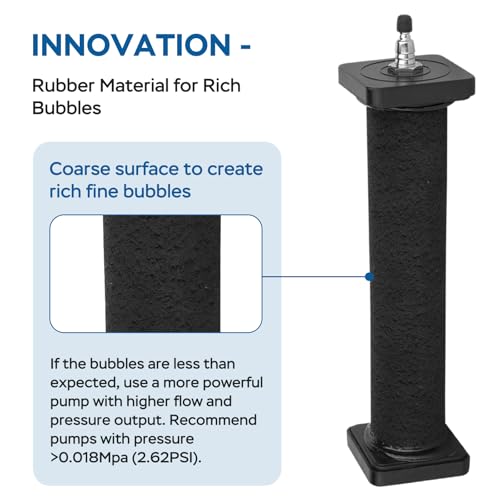AquaMiracle New Innovative Rubber Air Stone | Air Bubbler | Oxygen Air Diffuser | for Pond Aerator | Pond Aeration | for Large Aquarium | 8”x1.52” | 1-Pack