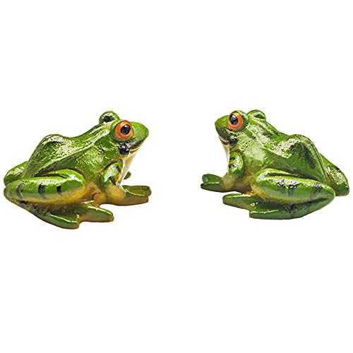 2pcs Miniature Frog Figurine, Fish Tank Decoration Fairy Garden Turtle Statue Landscape Indoor Outdoor Decor Ornament