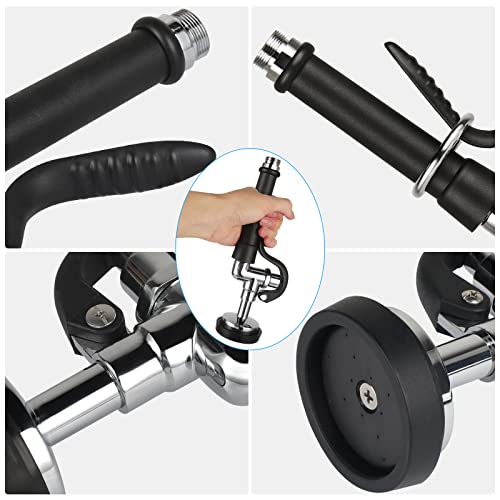 Pre Rinse Spray Valve with 45" Flexible Hose KANONEY Stainless Steel Hose 1.42 GPM Commercial Sink Sprayer Nozzle Head Replacement Kit for Dish Industrial Restaurant Kitchen Faucets, Black