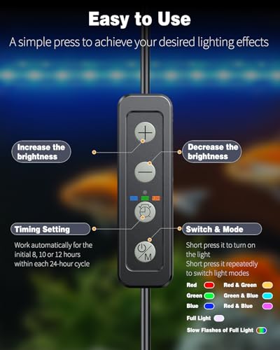 Pawfly 3 W Aquarium LED Light 11 Inch Underwater Fish Tank Light with Timer Auto On/Off Fish Tank Background Lights with 8 Lighting Modes Submersible Multi-Colored Tube Lights for Decoration - color: PRO (Timing Function), size: 11 Inch