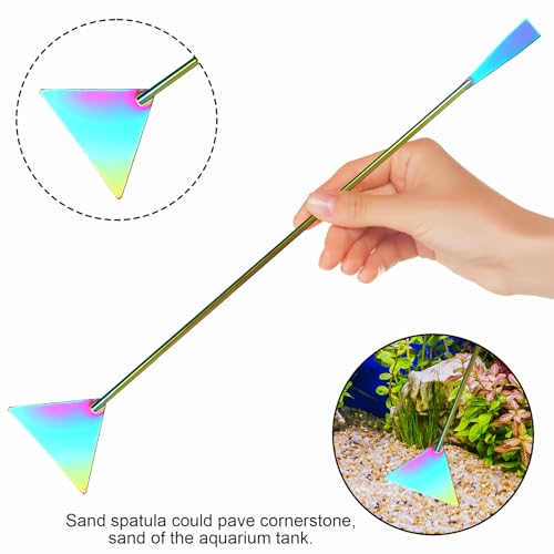 15Inch Extra Long Design Aquarium Aquascaping Tool Stainless Steel Aquascape Tool Kit 4 in 1 Anti-Rust Fish Tank Starter Kit with Long Tweezers Scissors Spatula for Aquarium Plants (Colorful) - color: Colorful