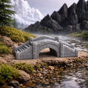 Miniature Retro Stone Bridge Figurine - 1:12 Scale Dollhouse Accessories for Micro Landscape - Realistic Arch Bridge for Zen Garden & Aquarium Decor - 3D Printed Desktop Model