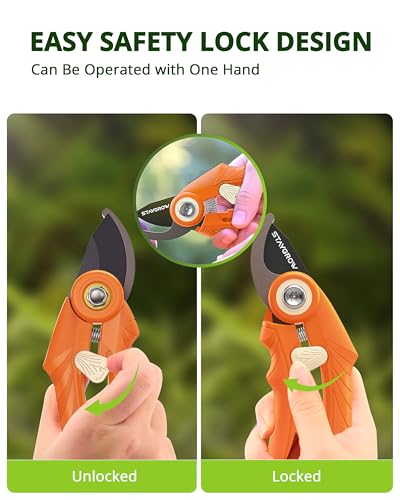 Pruning Shears, Garden Shears - 6.9" Garden Clippers, Gardening Scissors with Rust Resistant SK5 Stainless Steel Blade, Cuts 3X Easier, Weak Hand Arthritis Pruners for Gardening - Orange - style: 6.9" Bypass Orange