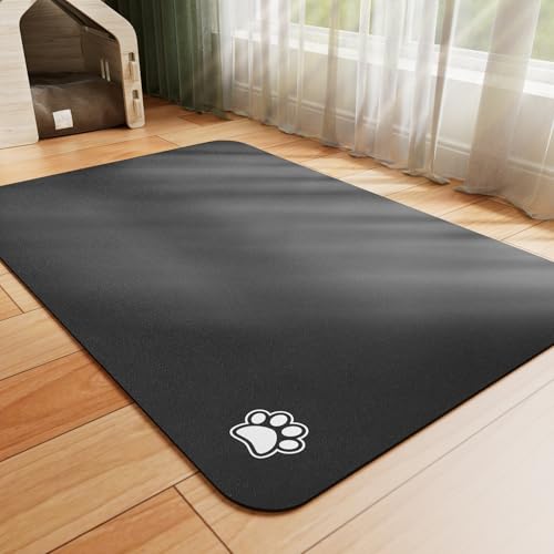 HotLive Dog Food Mat - Absorbent Cat Mat for Food and Water, No Stains Pet Feeding Bowl Mat, Easy to Clean Pet Placemats, Quick Dry Dog Water Dispenser Mat for Messy Drinkers | Paw Black 16"x 24" - color: Paw Black, size: 16"x24"