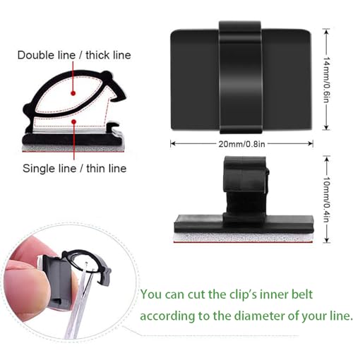 100pcs Self with 3M Adhesive Cable Clips Wire Holders Cord Organizer Cable Clamp Management Sticky for Office Home Car Desk Tables PC Laptop TV Wall, Black - color: Black, size: 100 Pieces