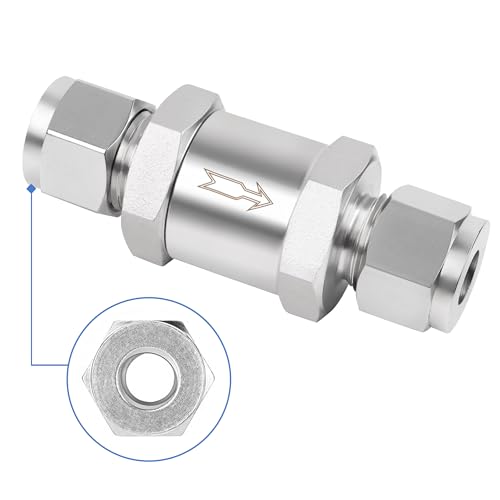 Yoebor 304 Stainless Steel Detachable Compression Check Valve 1/2" OD x 1/2" OD One Way Non-Return Valve for Water Oil Gas, 1pc - size: 0.5 Inch