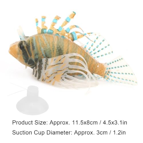 Silicone Simulation Fish Aquarium Sculpture Glowing Lifelike Fish Decoration Fluorescent Suction Cup Ornament for Tank(Black Orange) - style: Black Orange