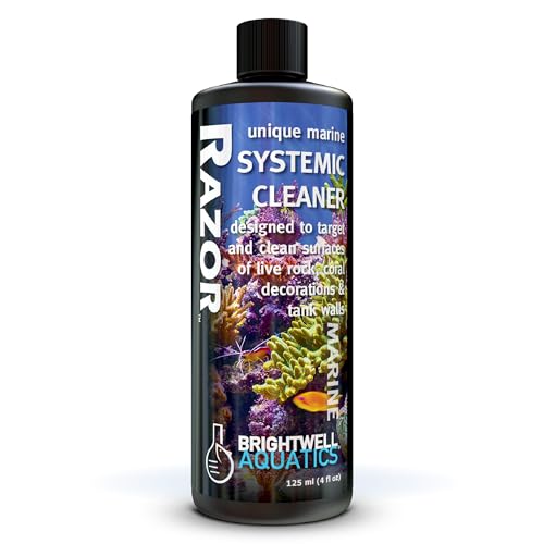 Brightwell Aquatics - Razor Marine - Unique Systemic Fish Tank Cleaner for Marine Aquariums - Aquarium Water Treatments, 4.22 fl oz - size: 125-ml
