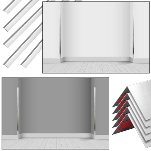 Therwen 10 Pcs 304 Stainless Steel Wall Corner Guards 0.5 x 0.5 x 36 Inch Self Adhesive Heavy Duty Corner Protector Trim with 90 Degree Angle for Wall Protection Metal Edge Guard - size: 0.5 x 0.5 x 36 Inch