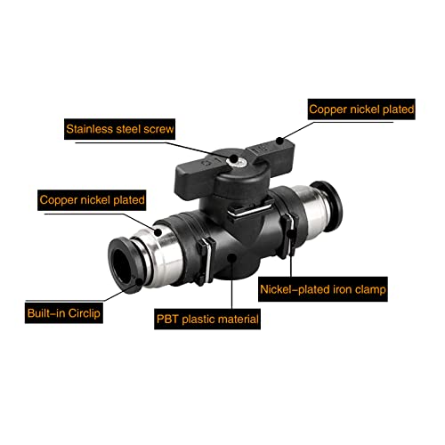CEKER 4mm Push Connect Air Flow Control Quick Connect Tube Fittings Straight Union Pneumatic Air Compressor Valve 3Pack - size: 4MM
