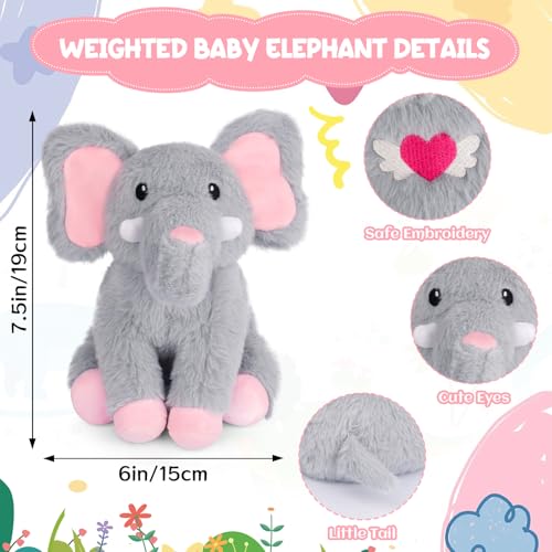 Weighted Elephant Stuffed Animal, Gray Soft Stuffed Elephant Plush Toy, Small Weighted Plush Comfort Birthday Gifts for Kids, 10 Inch, 0.8 Lbs - color: Gray, size: ['10 inches (25 cm)']