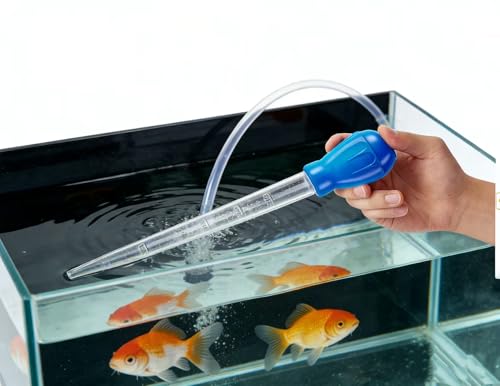 2Pcs Extra Long Turkey Baster for Aquarium, 50ml Aquarium Water Changer Siphon for Fish Tank Cleaning, Waste Remover for Aquarium, (Blue-17.7IN)