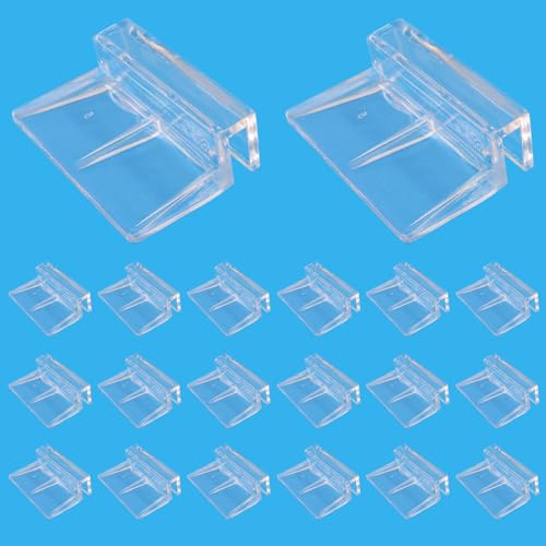 Hordion 20pcs Aquarium Lid Clip, 5mm Clear Acrylic Fish Tank Lid Holder Aquarium Glass Cover Clips for Rimless Aquarium Fish Tank - size: 5mm