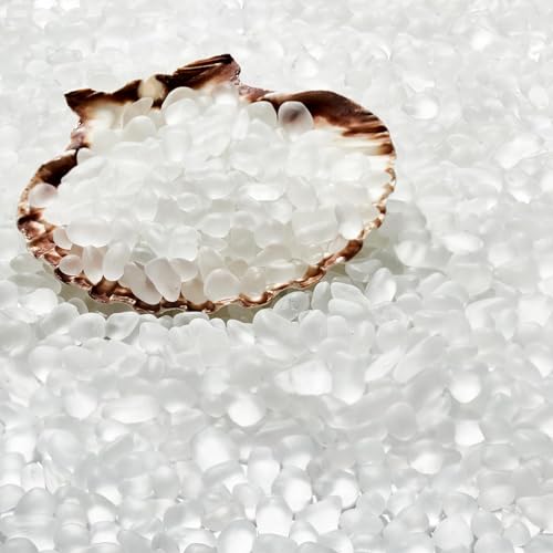 QEQEKAKA Sea Glass Stones for Crafts About 2.75LB (1180g/41.62oz) White Glass Pebbles Gemstones Bulk for Aquarium Rocks Fish Tank Gravel Filler for Vases Centerpieces - color: White, size: 2.75LB (1185g/41.79oz)