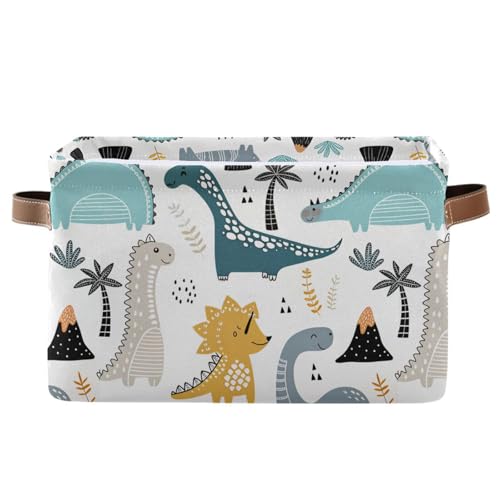 Dino Scandinavian Style Rectangle Storage Bin, 15 x 11 x 9.5 in, Collapsible Organizer Storage Basket for Home Décor - color: Dino Scandinavian Style, size: 1 PCS