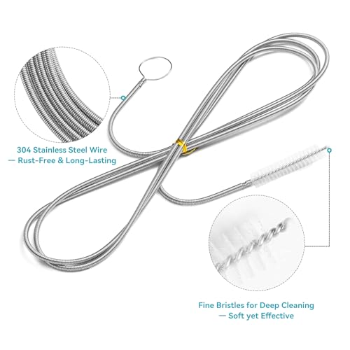 2 Pack 80 Inch Long Flexible Drain Brush, Sunroof Drain Cleaning Tool for Ice Maker, Refrigerator, Straw & Feeding Tube