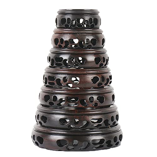 GOLDY&WENDY Vintage Round Wooden Display Stand Vase Aquarium Table Lamp Teapot Pedestal Stable Home Decor Base - size: 3.0x3.0x1.0 in